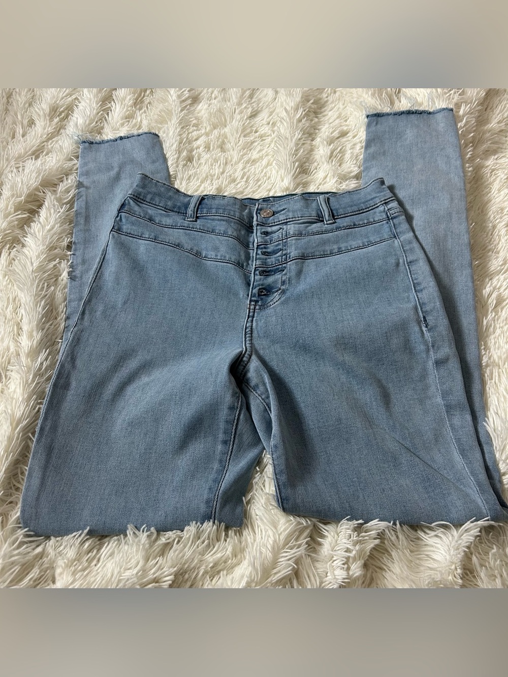 Express Light Blue High-Rise Button-Fly Jeans